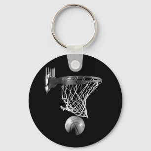 Black & White Basketball Key Ring