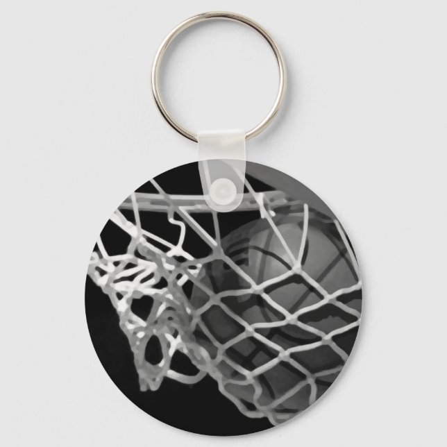 Black & White Basketball Key Ring (Front)