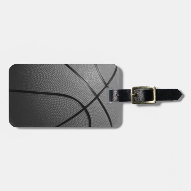 Black White Basketball Luggage Tag (Front Horizontal)