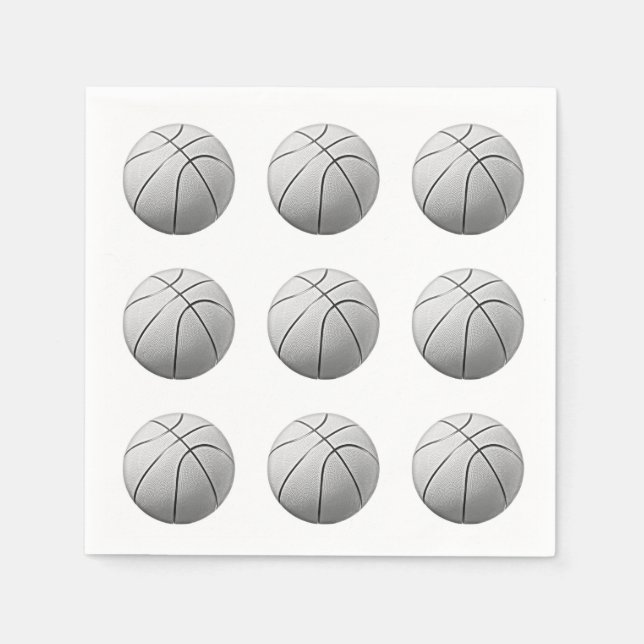 Black & White Basketball Napkin (Front)
