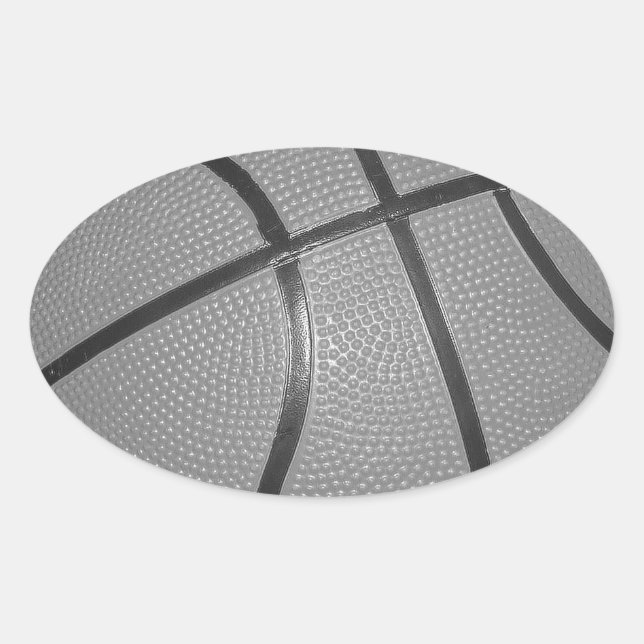 Black & White Basketball Oval Sticker (Front)