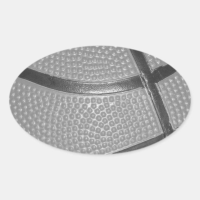 Black & White Basketball Oval Sticker (Front)