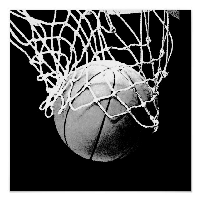 Black & White Basketball Perfect Art Poster (Front)