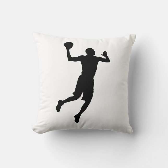 Black White Basketball Player Silhouette Cushion (Front)