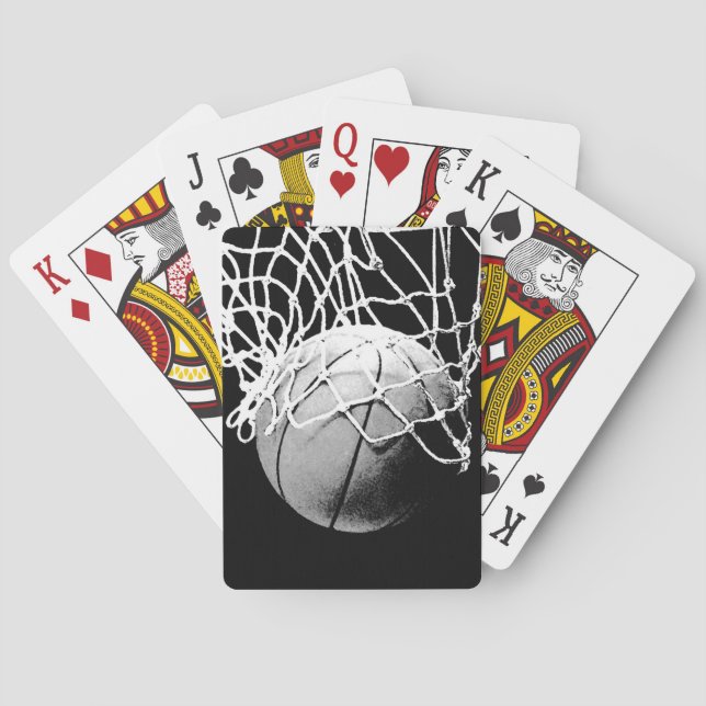 Black & White Basketball Playing Cards (Back)