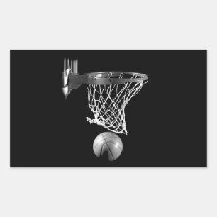 Black & White Basketball Rectangular Sticker