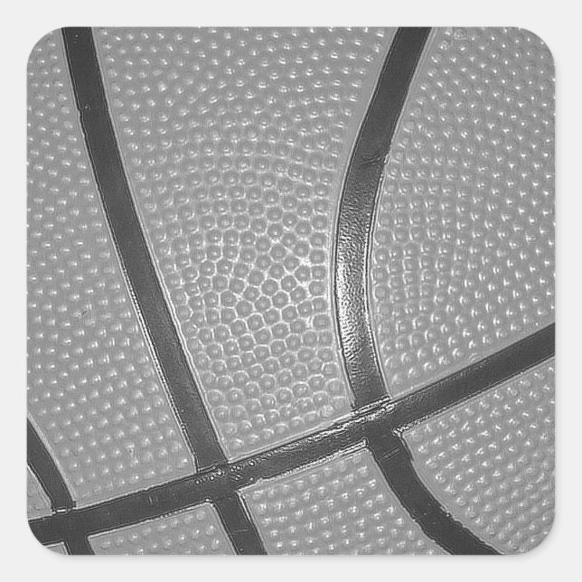 Black & White Basketball Square Sticker (Front)