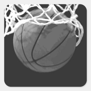 Black & White Basketball Square Sticker