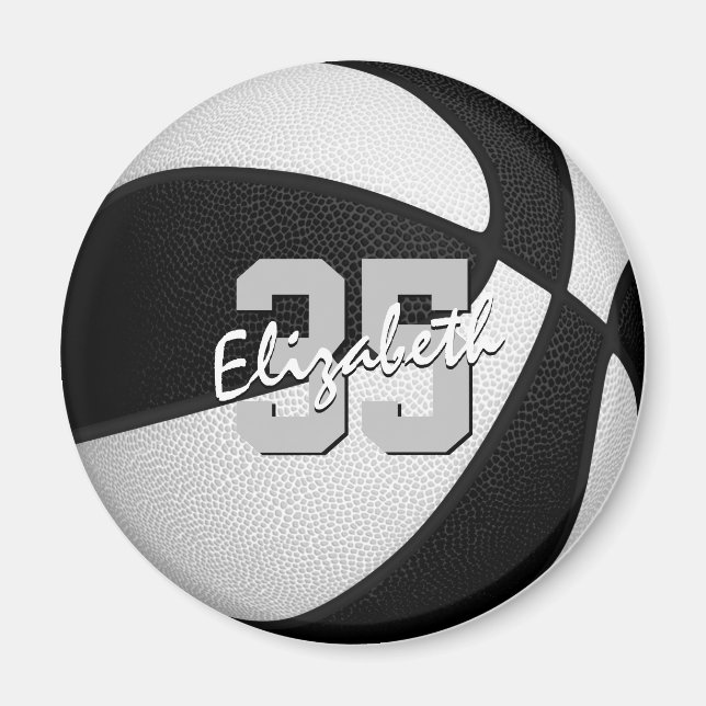black white basketball team colours personalised magnet (Front)