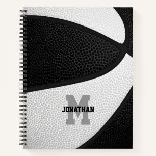 black white basketball team colours personalised notebook