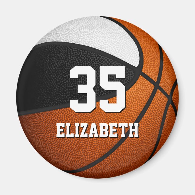 black white basketball team spirit kids custom magnet (Front)