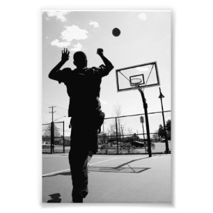 Black & White Basketball Toss Photo Print
