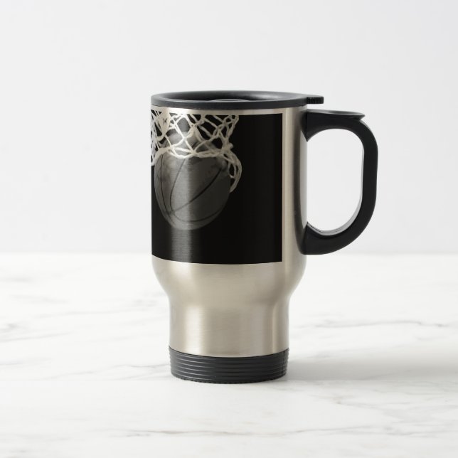 Black & White Basketball Travel Mug (Right)