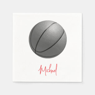 Black & White Basketball Your Name Custom Napkin