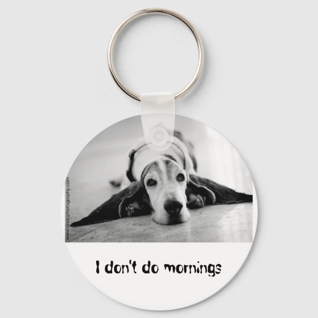 Black & White Basset Hound Keychain (Front)