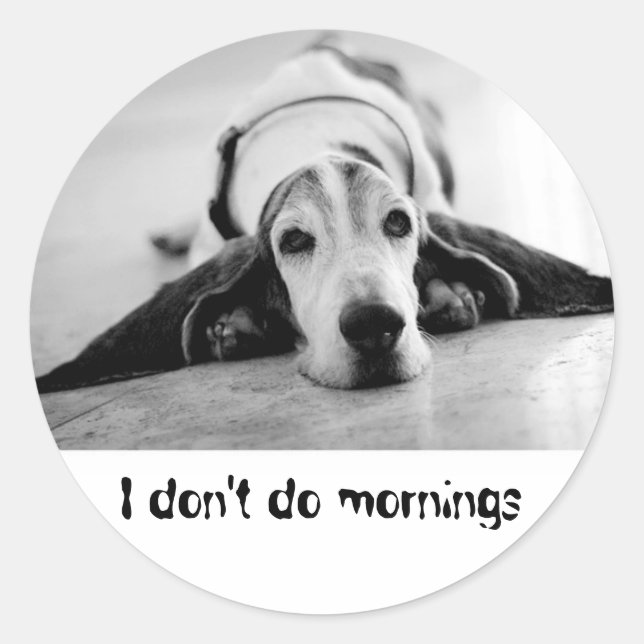 Black & White Basset Hound Sticker (Front)