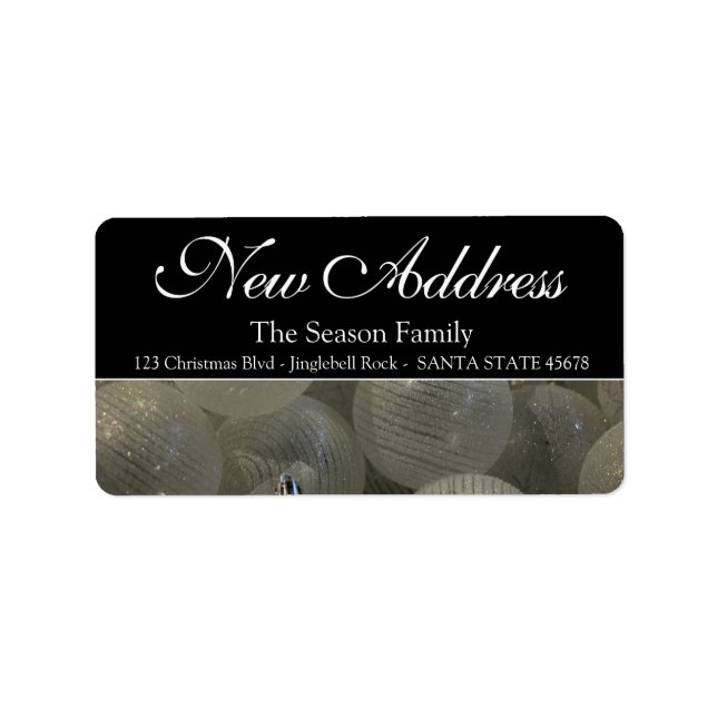 Black White baubles New Address Label (Front)