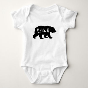Black & White Bear Silhouette Rawr Baby Bodysuit