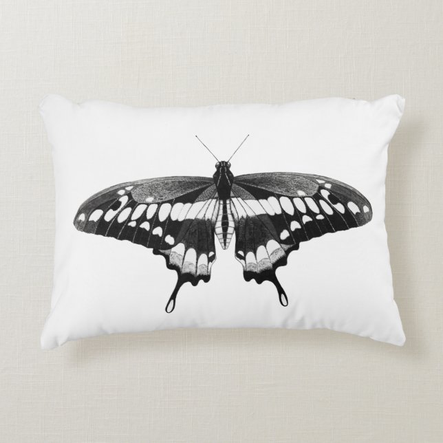 Black & White Beautiful Butterfly  Decorative Cushion (Front)