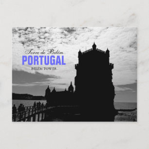 Black White Belem Tower Silhouette 2   Torre Belem Postcard