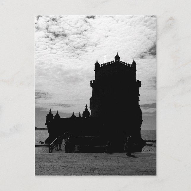 Black White Belem Tower Silhouette | Torre Belem Postcard (Front)