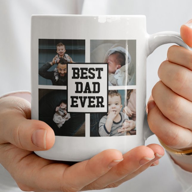 Black White Best Dad Ever Custom Photo Picture Coffee Mug (Creator Uploaded)