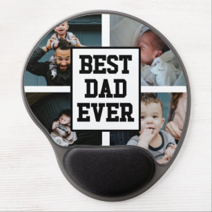 Black White Best Dad Ever Custom Photo Picture Gel Mouse Mat