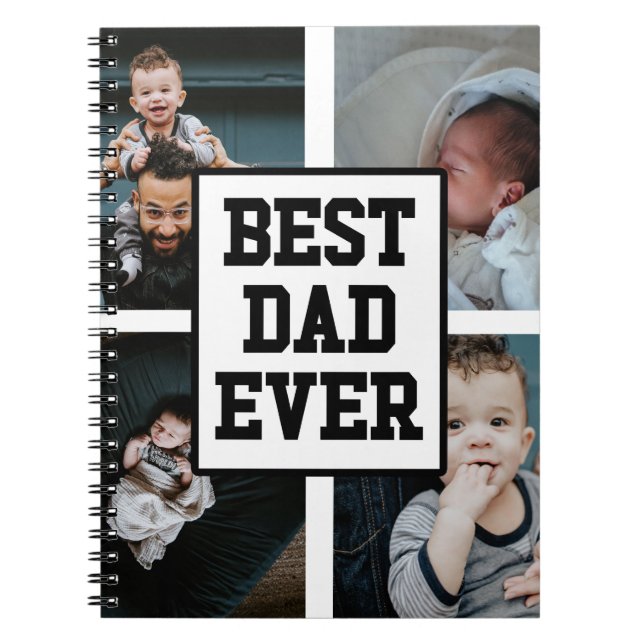 Black White Best Dad Ever Custom Photo Picture Notebook (Front)