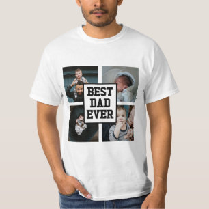 Black White Best Dad Ever Custom Photo Picture T-Shirt