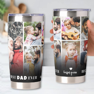 Black White Best Dad Ever Photo Collage Insulated Tumbler