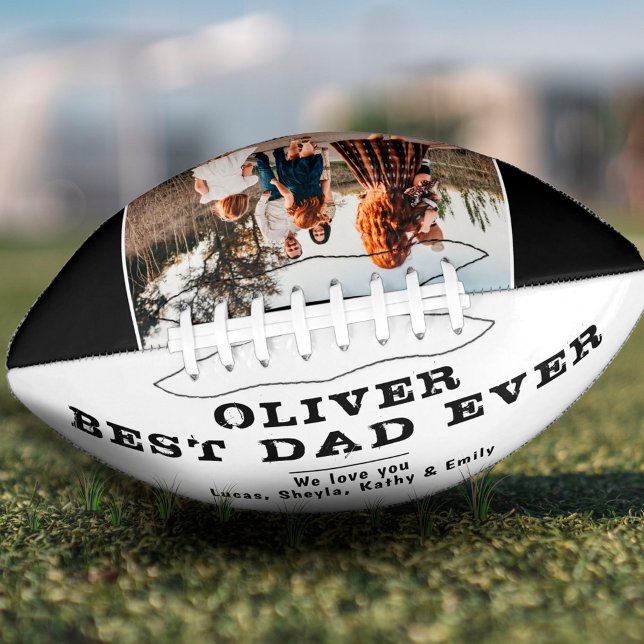 Black White Best Dad Father`s Day Family Photo   American Football (Creator Uploaded)