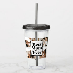 Black White Best Mum Ever Custom Photo Picture Acrylic Tumbler