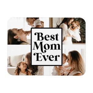 Black White Best Mum Ever Custom Photo Picture Magnet
