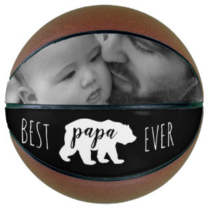 Black & White Best Papa Bear Ever Custom Photo Basketball