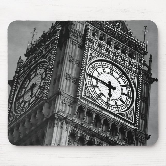 Black & White Big Ben Clock Tower Travel Europe Mouse Mat (Front)