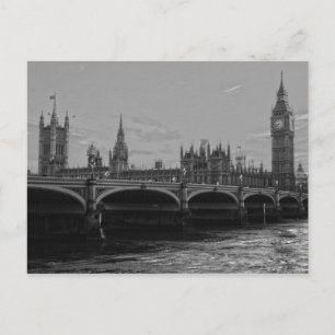 Black White Big Ben Tower Palace of Westminster Postcard