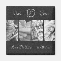 Black & White Biker Themed Save the Date Magnet