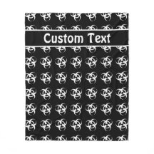 Black & White Biohazard Warning Blanket w/ Text