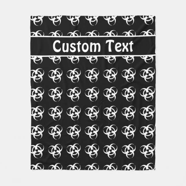 Black & White Biohazard Warning Blanket w/ Text (Front)