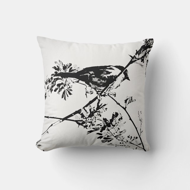 Black & White Bird Pillows. Cushion (Front)