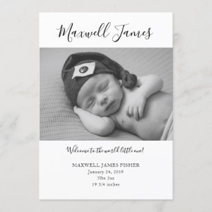 Black & White Birth Announcement