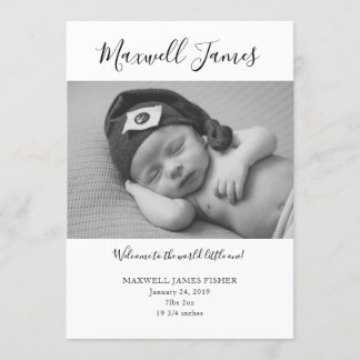 Black & White Birth Announcement