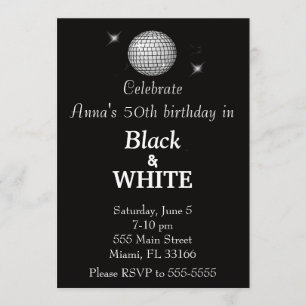 Black & White Birthday Party Invitation