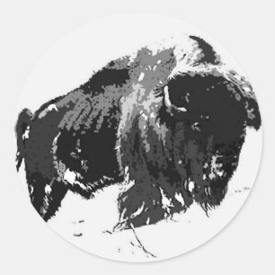 Black & White Bison / Buffalo Classic Round Sticker