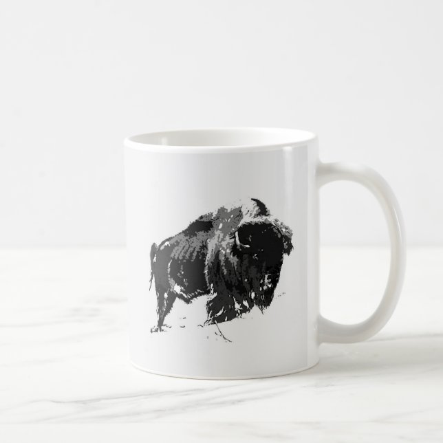 Black & White Bison / Buffalo Coffee Mug (Right)