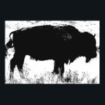 Black & White Bison Buffalo Pop Art Poster<br><div class="desc">Iconic American West Historical Images - Buffalo Photography Artwork</div>