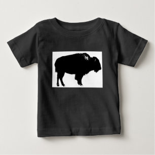 Black & White Bison Buffalo Silhouette Pop Art Baby T-Shirt