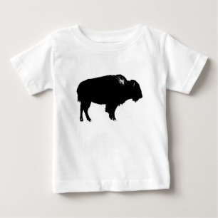 Black & White Bison Buffalo Silhouette Pop Art Baby T-Shirt