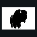 Black & White Bison Buffalo Silhouette Pop Art Poster<br><div class="desc">Iconic American West Historical Images - Buffalo Photography Artwork</div>