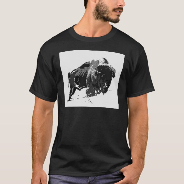 Black & White Bison / Buffalo T-Shirt (Front)